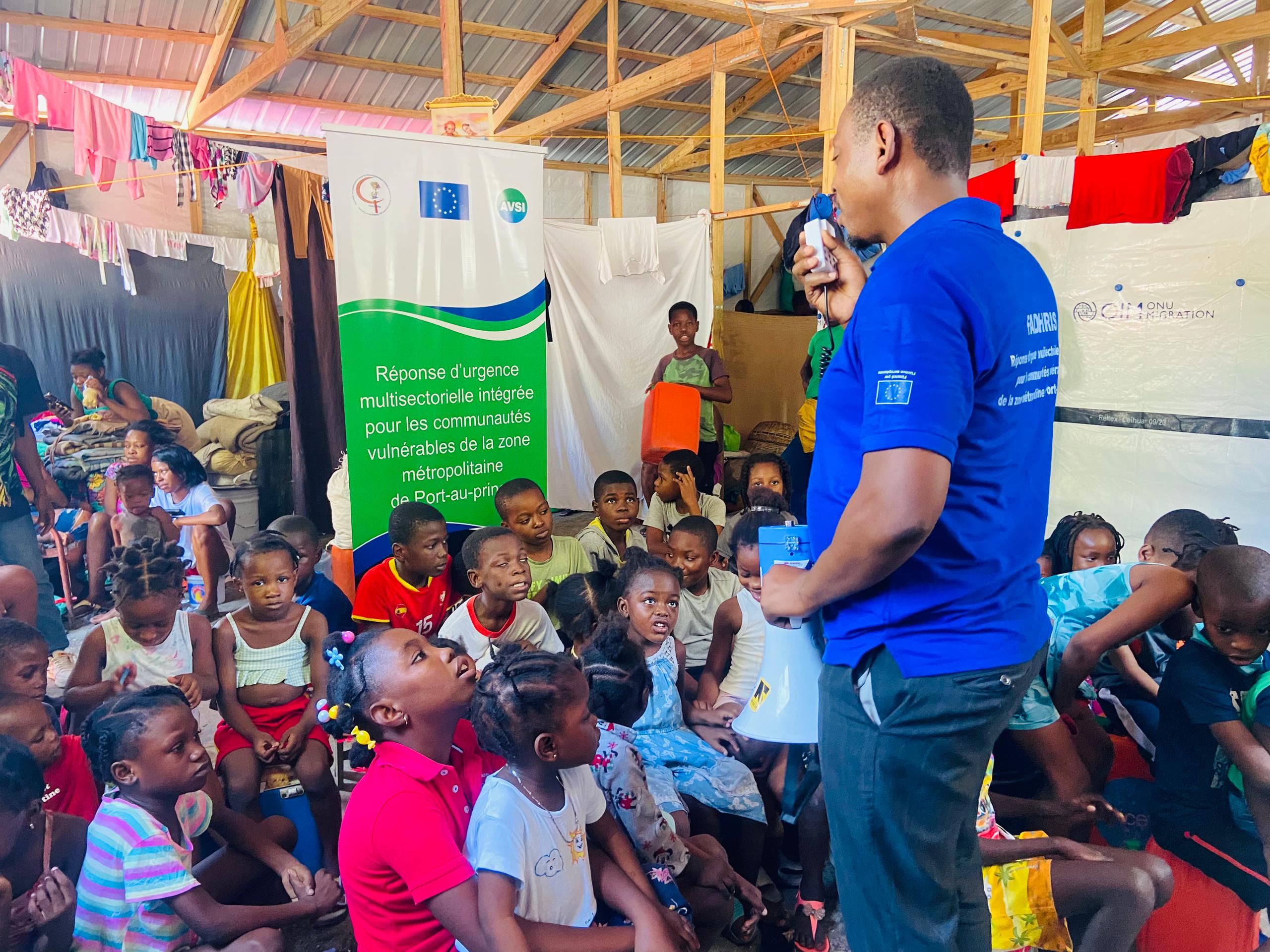 une journée d’activités psychosociales (PSS) au profit des enfants et adolescents hébergés sur les sites OPL Kafou Tifou et Espas Lwazi Timoun Delmas 75 Catalpa 8.